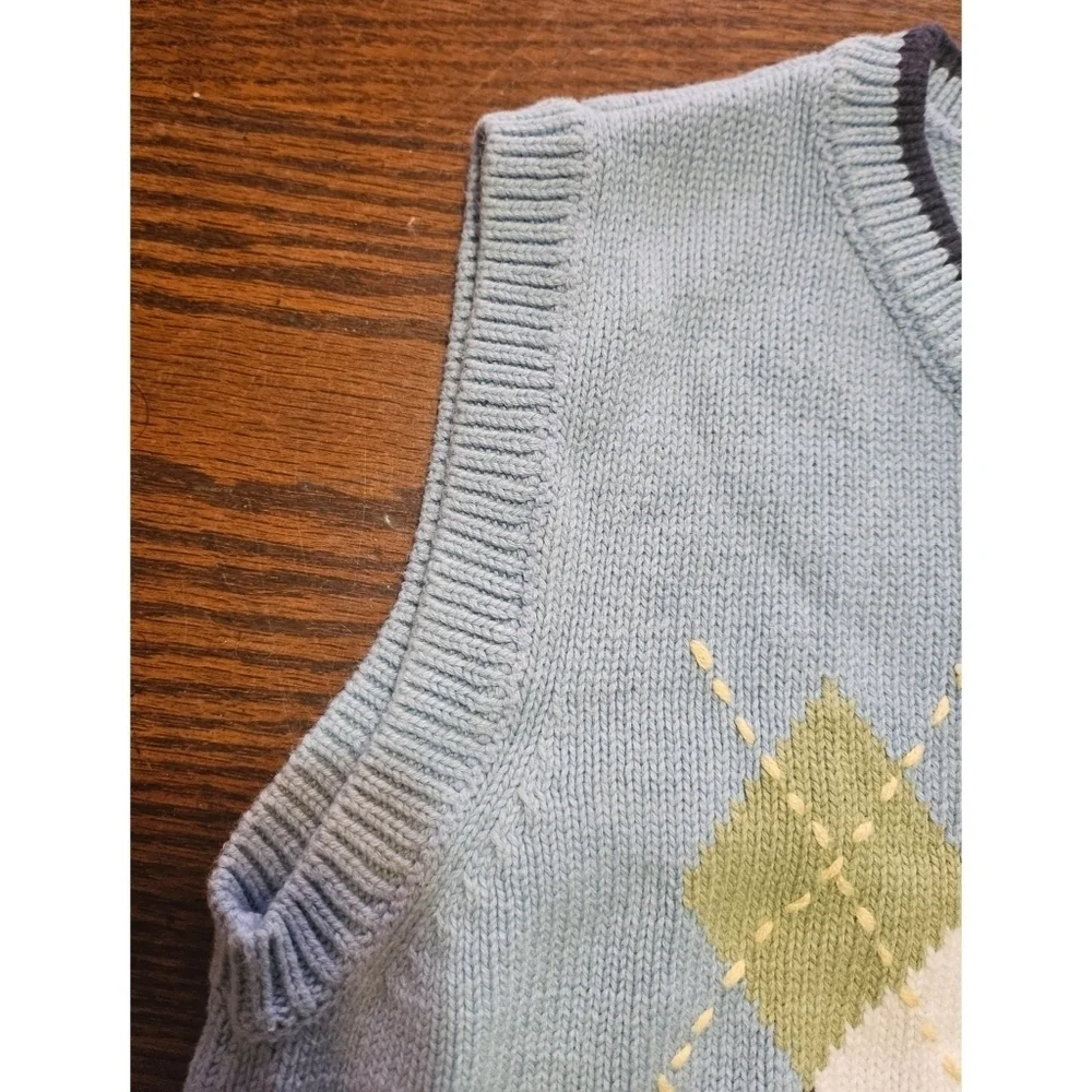 Gymboree Boys Blue Knit Argyle Diamond Vest